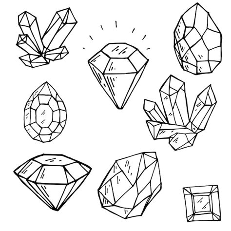 Premium Vector Doodle Style Vector Illustration Set Of Crystals