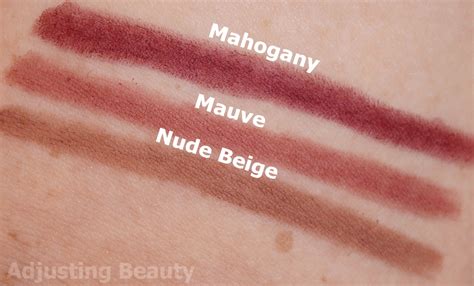 Review NYX Slim Lip Pencil Nude Beige Mauve Mahogany Adjusting Beauty