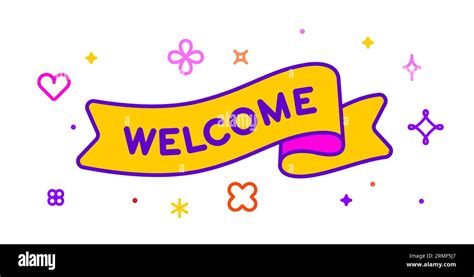 Ribbon And Banner Welcome Greeting Card With Ribbon And Word Welcome