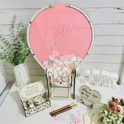Wedding Guestbook Hot Air Balloon Guest Book Alternative Guestbook Drop Box Guest Book Wood