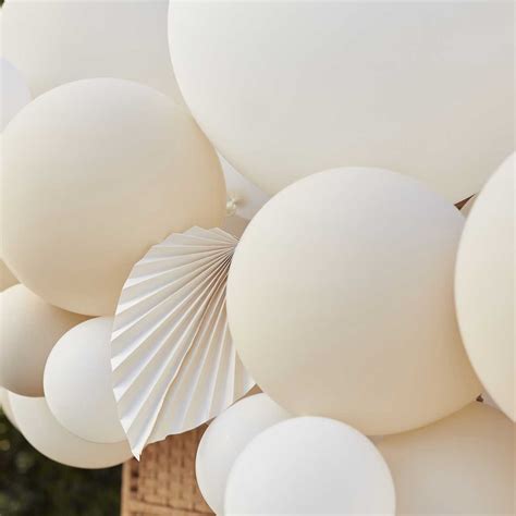 Nude White Balloon Garland Kit With Paper Fans Pixie Party Boutique