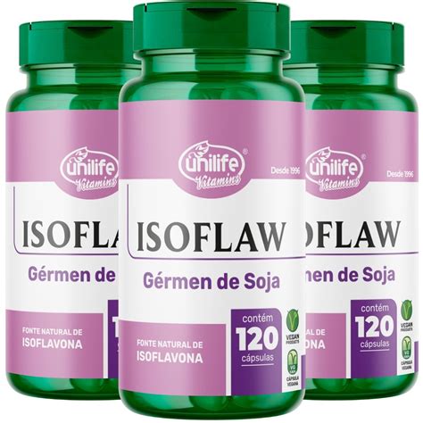 Kit 3 Isoflaw Gérmen de Soja Unilife 500mg 120 Cápsulas Natuweb