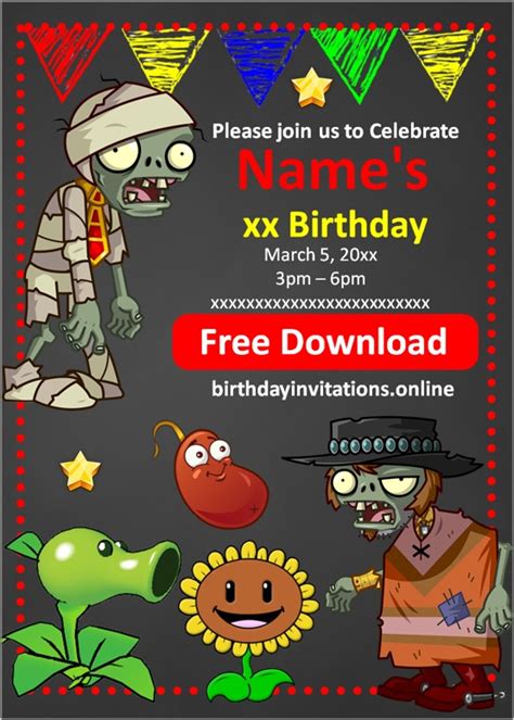 Plants Vs Zombies Birthday Invitations Birthday Invitations