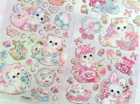 Adorable Cats Sticker Cat Themed White Cat Flower Pussy Etsy