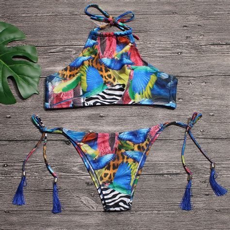 2024 Vintage Print Women Sexy Bikini Two Piece Side Ties Swimwear Swimwear And Bikini Price