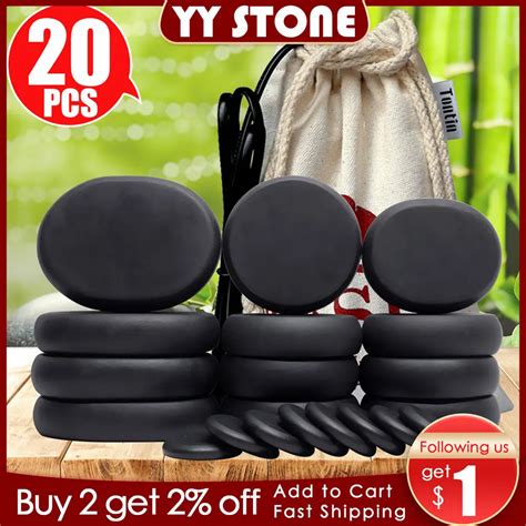 Tontin Hot Stone Massage Set Heater Relieve Stress Spa Solan Health Care Lava Basalt Round