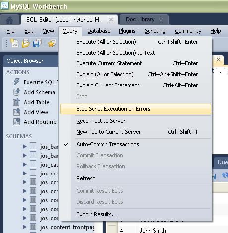 Halt Continue SQL Query Even On Errors In MySQL Workbench Stack