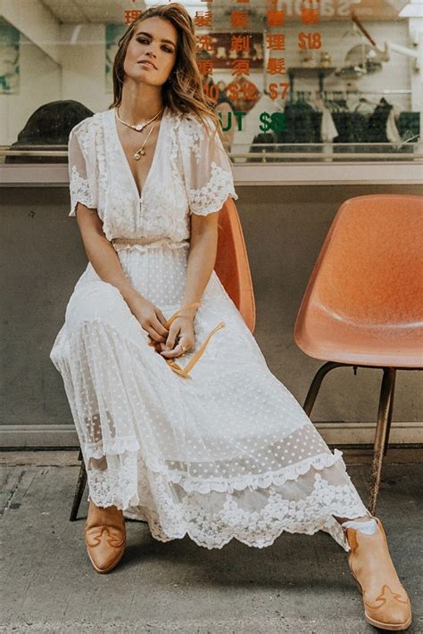 Maxi Vestido Blanco Largo Encaje Boda Fiesta Playa Casual GigglePop