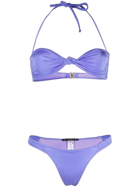 Manokhi Ruched Bikini Set Purple FARFETCH