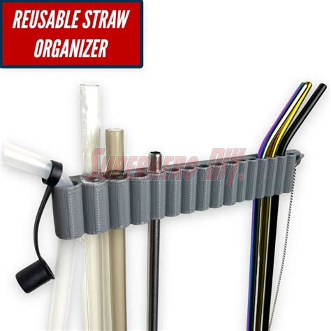 reusable straw organizer convenient  printed holder superherodiy