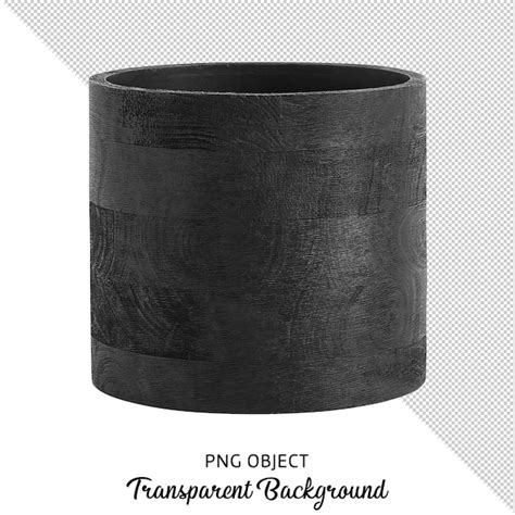 Premium Psd Front View Of Isolated Black Wooden Vase Or Flowerpot On