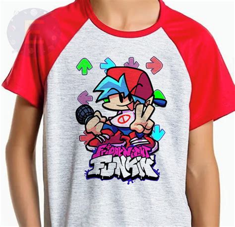 Camiseta Infantil Friday Night Funkin Raglan Vermelha no Elo7 Espaço