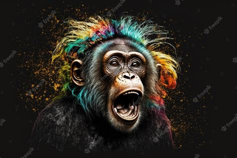 Premium Photo A Monkey With A Colorful Haircut That Saysmonkeyon It