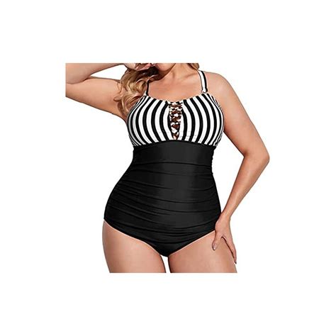 Viunychn Costumi Da Bagno Donna Bikini Scollo A V Costumi Sexy Interi Da Mare Curvy Elegant