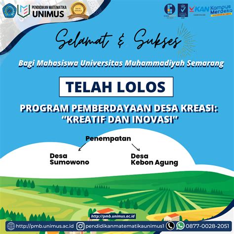 Pengumuman Mahasiswa Lolos Program Pemberdayaan Masyarakat Desa Kreasi