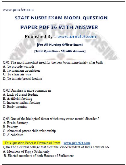 Latest Staff Nurse Recruitment Staff Nurse Papers Exam Pattern