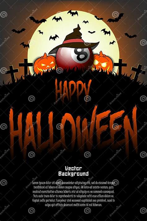 Billiard Ball With Witch Hat And Happy Hallowen Stock Vector