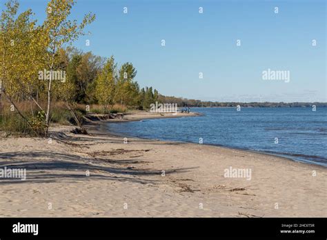 The beach of Rondeau Provincial Park, Ontario, Canada. Lake Erie ...