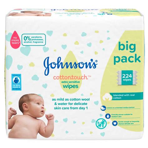 Johnsons Extra Sensitive Fragrance Free Baby Wipes 4 Pack Wilko