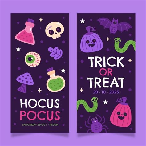 Flache Vertikale Halloween Banner Set Kostenlose Vektor