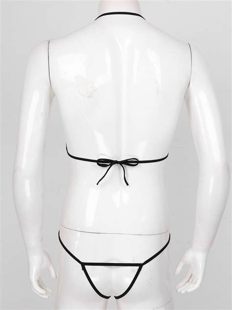 Buy Men S Halter One Piece Transparent Bodysuit Leotard Catsuit Crossdress Lingerie Online At