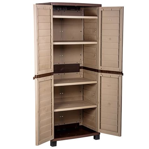 Starplast Outdoor Plastic Garden Utility Cabinet With 4 Shelves Storage