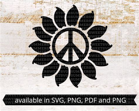 Sunflower Svg File Peace Sign Svg Sunflower Summer Shirt Etsy