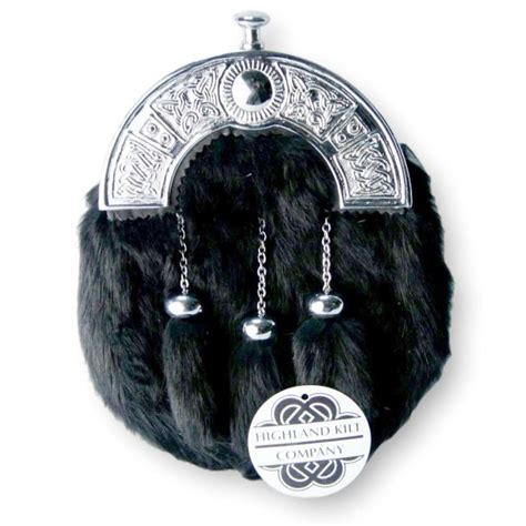 Black Fur Sporran Accessory For Kilts Highland Kilt Company