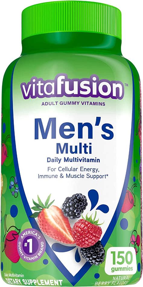 vitafusion Adult Gummy Vitamins for Men, Berry Flavored Daily ...