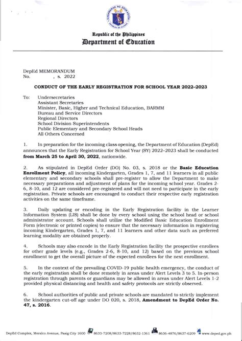 Deped Early Registration For School Year 2022 2023 Teacherph
