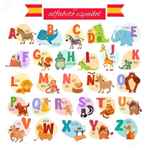 Cartoon spanish illustrated alphabet Stock Vector Image by ©funnyclay #103122314