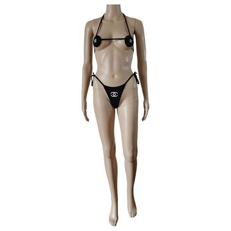 Iconic Chanel Bikini Spring Summer Fashion Show 1996 Black Polyamide Ref 935579 Joli Closet