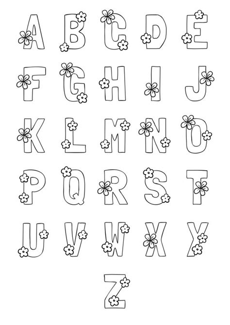 The Alphabet Is Made Up Of Flowers And Letters That Are Outlined In