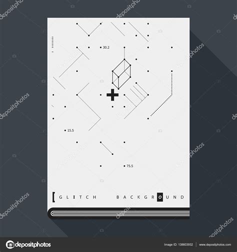 Glitch book cover/poster design template with simple geometric design ...