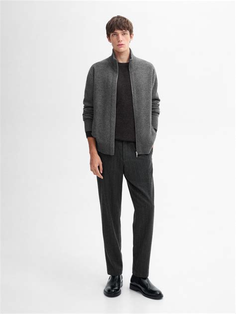 Кардиган из смесовой шерсти с застежкой-молнией · Серый Средний, Темно ...