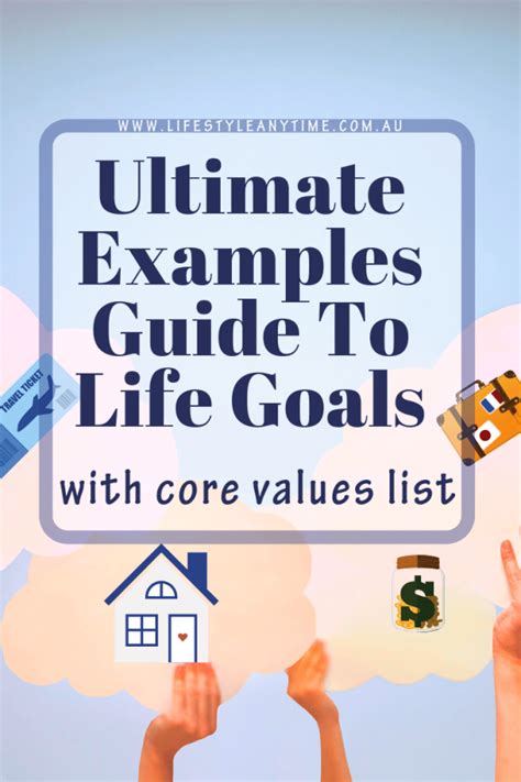 100 Inspiring Life Goal Examples plus Core Value List. • Lifestyle Anytime