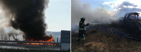 Incendiu pe Autostrada A3 Cristian Râșnov Un camion cu paie a luat