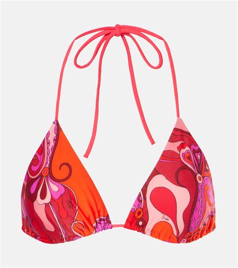 Orchidee Triangle Bikini Top In Red Pucci Mytheresa