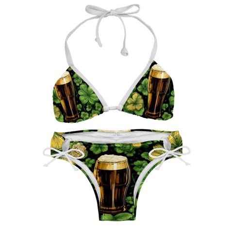 Saint Patrick S Day Detachable Sponge Adjustable Strap Bikini Set Two Pack Swimsuit Suit Beach
