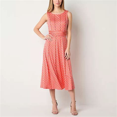 Perceptions Sleeveless Polka Dot Midi Fit Flare Dress Jcpenney