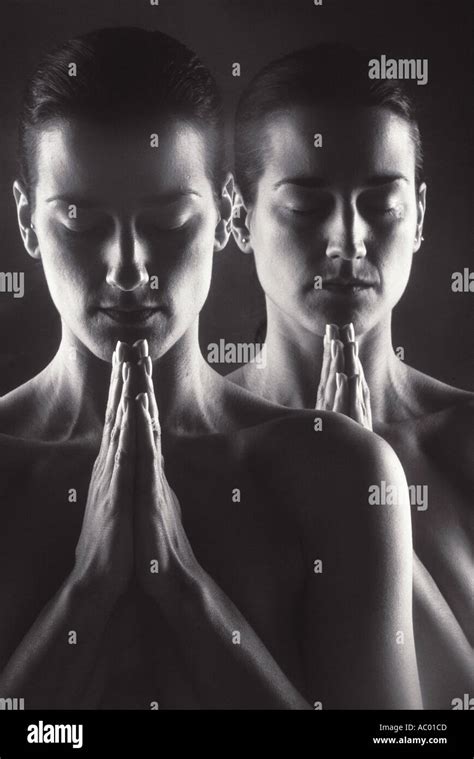 Portrait Of Nude Women Praying Stock Photo Alamy