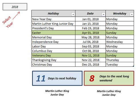 excel holiday calendar template