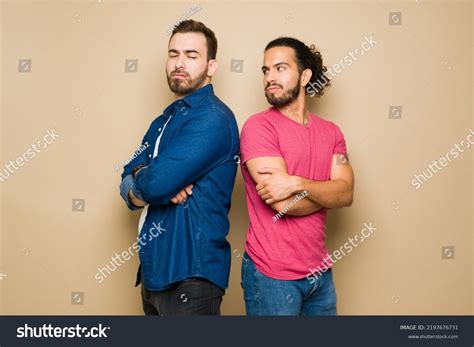 Angry Gay Couple Looking Upset Ignoring Stock Photo 2197676731