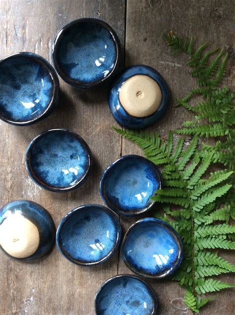 Handmade Stoneware Ceramic Pinch Pot Blues Brown Perfect Etsy UK