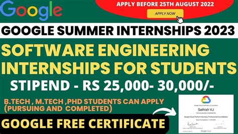 Google Launched Summer Internship 2023 For Indian Students Paid