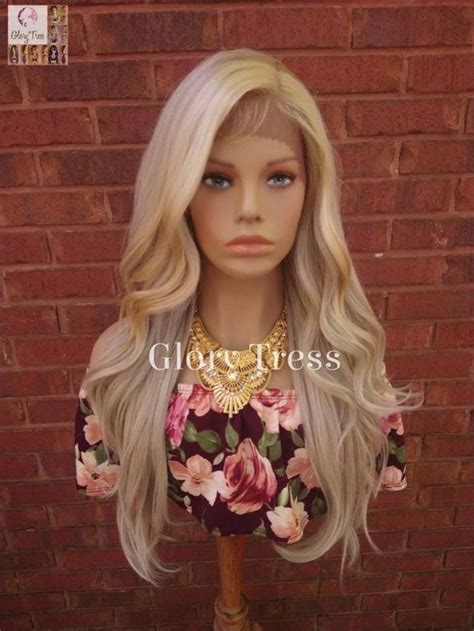 Wavy Lace Front Wig Ombre Ash Blonde Wigs For White Women Long Wavy Wig Alopecia Chemo Wigs