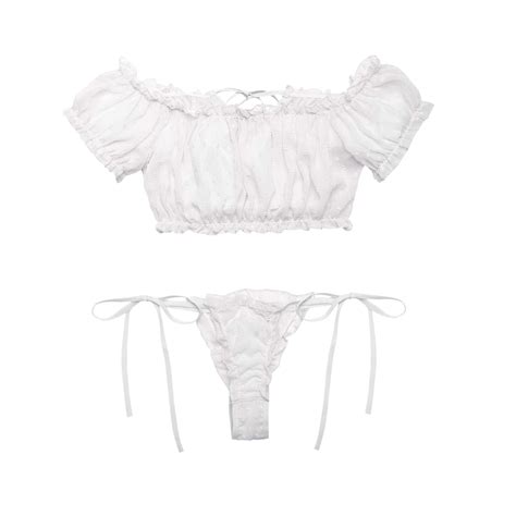 Rinsvye Mesh Lingerie For Women Bandage Underwear Set Wrap Chest Hollow