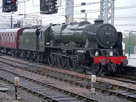 Lms Royal Scot Class 7p 4 6 0 No 46115 Scots Guardsman Pulling The The Hadrian On A Wet And