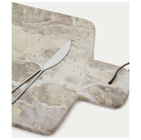 Доска разделочная мраморная 29х23 см с ножом бежевая Suka от La Forma ...