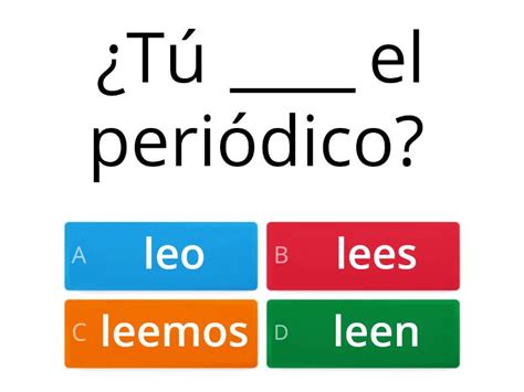 Repaso The Present Tense Of Regular Verbs Quiz